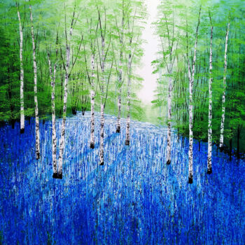 Malerei mit dem Titel "Fantasy in Blue" von Amanda Horvath, Original-Kunstwerk, Acryl Auf Keilrahmen aus Holz montiert
