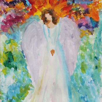 Pintura intitulada "The colorful angel" por Amanda Rosu, Obras de arte originais, Acrílico