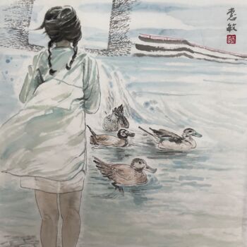 Pintura intitulada "自由、开放" por Amanda Ye, Obras de arte originais, Pigmentos