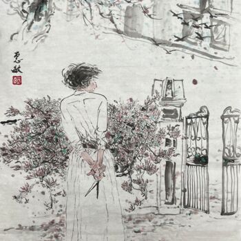 Painting titled "满园春色关不住" by Amanda Ye, Original Artwork, Ink