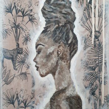 Картина под названием "Djenaba" - Amandine B., Подлинное произведение искусства, Акрил Установлен на Деревянная рама для нос…