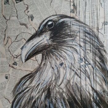 Peinture intitulée "Corvus droit" par Amandine B., Œuvre d'art originale, Acrylique Monté sur Châssis en bois