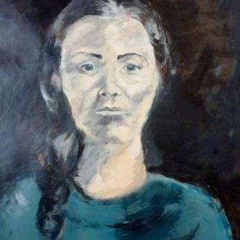 Pintura intitulada "portrait femme" por Amandine Eon, Obras de arte originais, Acrílico