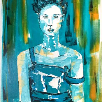 Pintura intitulada "La femme en bleu" por Amandine Faure, Obras de arte originais, Acrílico Montado em Armação em madeira