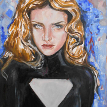 Painting titled "Dark Natalia" by Amandine Zoli, Original Artwork, Oil