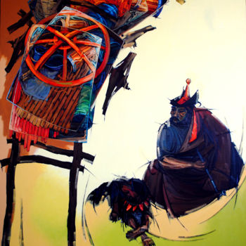 Pittura intitolato "Way of Migration" da Amarsaikhan Namsraijav, Opera d'arte originale, Olio
