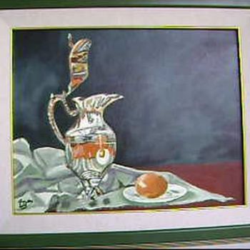 Painting titled "NATURE MORTE à L'OE…" by Mahmoud Amara, Original Artwork, Oil