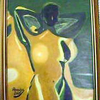 Painting titled "NU en PENOMBRE" by Mahmoud Amara, Original Artwork, Oil