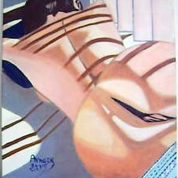 Painting titled "NU pendant la SIESTE" by Mahmoud Amara, Original Artwork, Oil