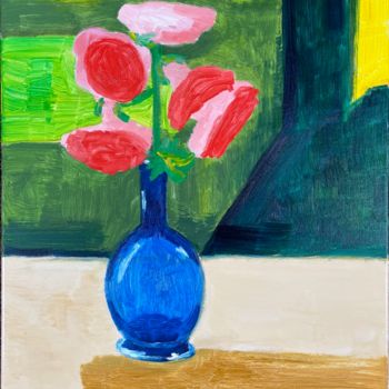 Schilderij getiteld "The blue vase 3." door Maria Yusupova, Origineel Kunstwerk, Olie