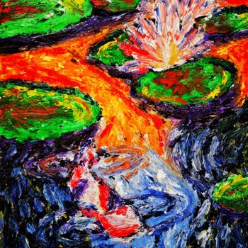 Pintura titulada "Sunset on The Lotus…" por Amar Hasshim, Obra de arte original, Oleo