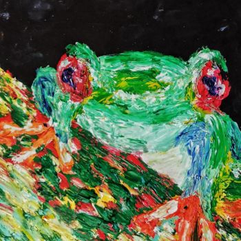 Painting titled "The Little Frog" by Amar Hasshim, Original Artwork, Oil