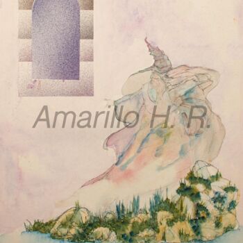 Картина под названием "EL MAGO" - Amarillohr, Подлинное произведение искусства, Акварель Установлен на Другая жесткая панель