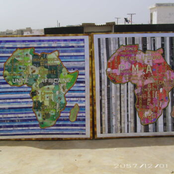 「AFRIQUE:DOUBLE FACES」というタイトルのコラージュ Sobelによって, オリジナルのアートワーク