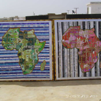 Collages intitulée "AFRIQUE:DOUBLE FACES" par Sobel, Œuvre d'art originale