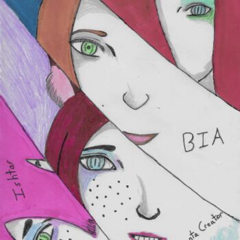 Dessin intitulée "Me and my lovely fa…" par Amathauntacreator, Œuvre d'art originale, Crayon
