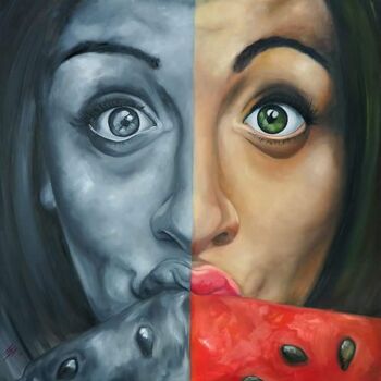 Painting titled "Watermelon" by Amaya Gallery, Original Artwork, Oil