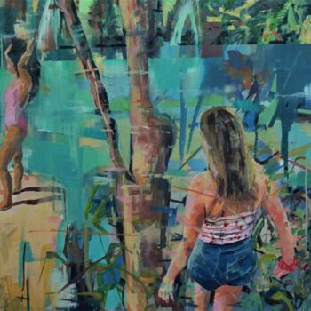 Картина под названием "Las reinas del Lago" - Amaya F Fariza, Подлинное произведение искусства, Масло Установлен на Деревянн…