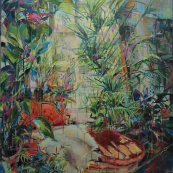 Pintura titulada "Rincón Floral" por Amaya F Fariza, Obra de arte original, Acrílico Montado en Bastidor de camilla de madera