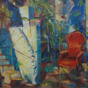 Картина под названием "La entrada" - Amaya F Fariza, Подлинное произведение искусства, Масло Установлен на Деревянная рама д…