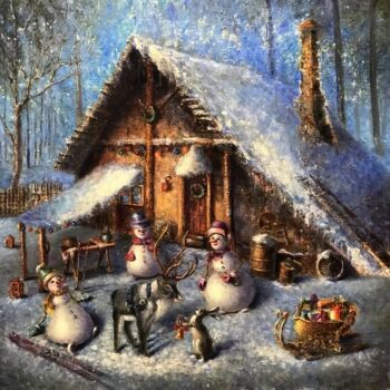 Картина под названием "Зимняя сказка" - Елена Ледовских, Подлинное произведение искусства, Масло