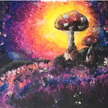 Peinture intitulée "champignon" par Ambre Laurent, Œuvre d'art originale, Acrylique