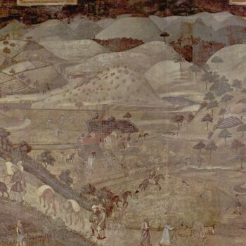 Schilderij getiteld "effets du bon gouve…" door Ambrogio Lorenzetti, Origineel Kunstwerk, Encaustiek