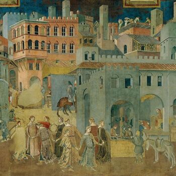 Peinture intitulée "Effets de la bonne…" par Ambrogio Lorenzetti, Œuvre d'art originale, Encaustique