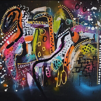 Pintura titulada "Attraction galaxy -…" por Âme Sauvage, Obra de arte original, Acrílico Montado en Bastidor de camilla de m…