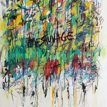Painting titled "Graffitis - tableau…" by Âme Sauvage, Original Artwork, Acrylic Mounted on Wood Stretcher frame