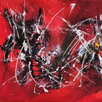 Peinture abstraite en rouge et noir de style moderne et peint à la main