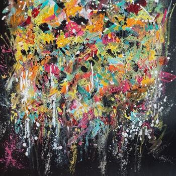 Malarstwo zatytułowany „Les fleurs du néant…” autorstwa Âme Sauvage, Oryginalna praca, Akryl Zamontowany na Drewniana rama n…