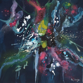 Painting titled "Implosion - tableau…" by Âme Sauvage, Original Artwork, Acrylic Mounted on Wood Stretcher frame
