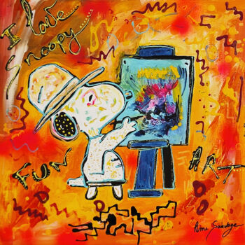 Painting titled "Le petit artiste -…" by Âme Sauvage, Original Artwork, Acrylic Mounted on Wood Stretcher frame