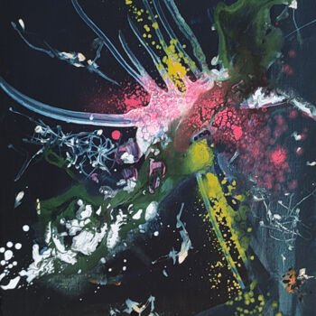 「Pieuvre galactique…」というタイトルの絵画 Âme Sauvageによって, オリジナルのアートワーク, アクリル ウッドストレッチャーフレームにマウント