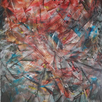 Malerei mit dem Titel "Ciel en feu" von Amel, Original-Kunstwerk, Acryl