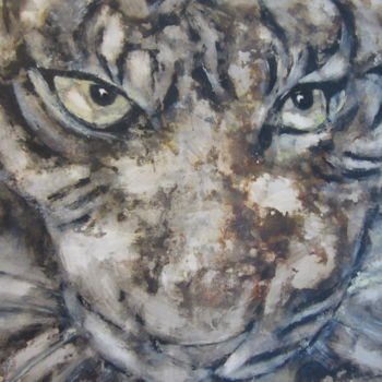 Painting titled "tigre regard" by Amel Leon, Original Artwork, Acrylic