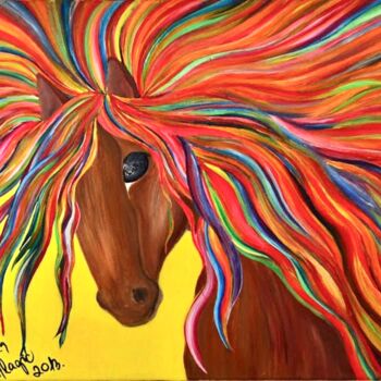 Painting titled "“Rainbow horse”" by Amela Muranovic Alagic, Original Artwork, Acrylic