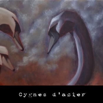 Peinture intitulée "cygnes d’acier" par A.B.C, Œuvre d'art originale