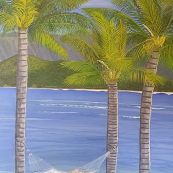 Painting titled "Palm Rest" by Amelia Boshoff, Original Artwork, Oil