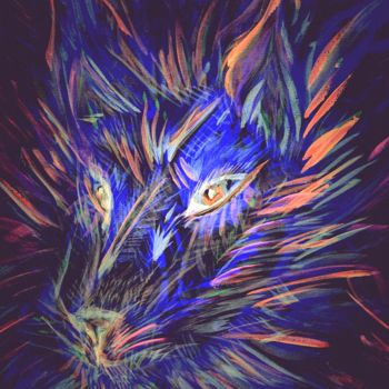 Digital Arts titled "Wolf" by Amélie Augery, Original Artwork, Digital Painting