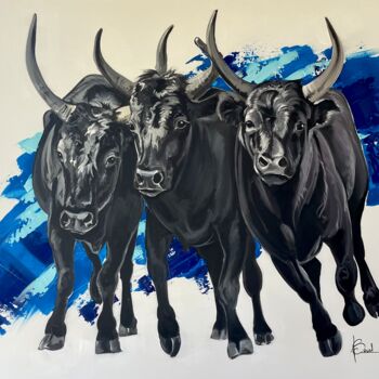 Painting titled "Trio camarguais" by Amelie Beral, Original Artwork, Acrylic Mounted on Wood Stretcher frame