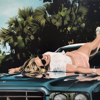 Картина под названием "California girl" - Amélie Bourbon, Подлинное произведение искусства, Масло Установлен на Деревянная р…