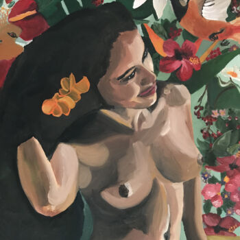 Pintura intitulada "Fille des iles" por Amélie Bourbon, Obras de arte originais, Óleo