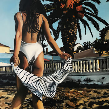 Картина под названием "The end of summer" - Amélie Bourbon, Подлинное произведение искусства, Масло Установлен на Деревянная…