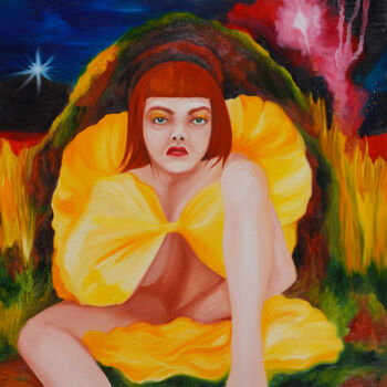 Картина под названием "Contentement à la R…" - Amelie Hebert, Подлинное произведение искусства, Масло