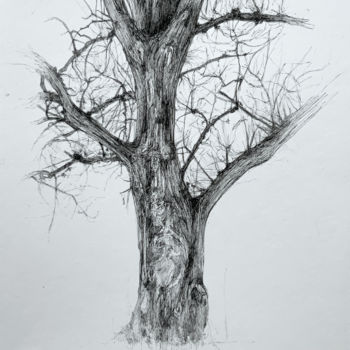 Dibujo titulada "Arborescence #1" por Amélie Helmstetter, Obra de arte original, Pluma de gel
