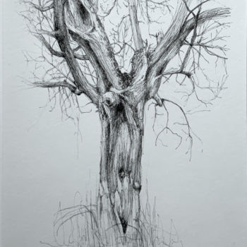 Drawing titled "Arborescence # 3" by Amélie Helmstetter, Original Artwork, Gel pen