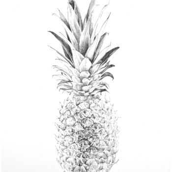 Drawing titled "Ananas" by Amélie Helmstetter, Original Artwork, Ink
