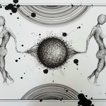 Tekening getiteld "Abstraction II" door Pogum, Origineel Kunstwerk, pigmenten
